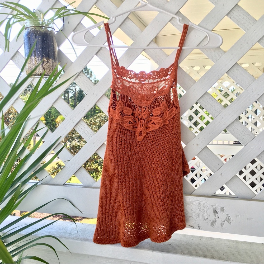 Rust knit halter top